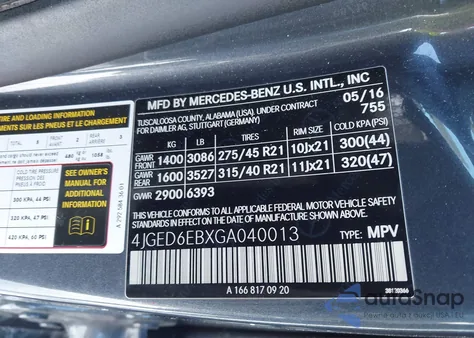 2016 Mercedes-Benz Gle 450 Amg Coupe 4Matic z USA, uszkodzony, nr VIN 4JGED6EBXGA040013